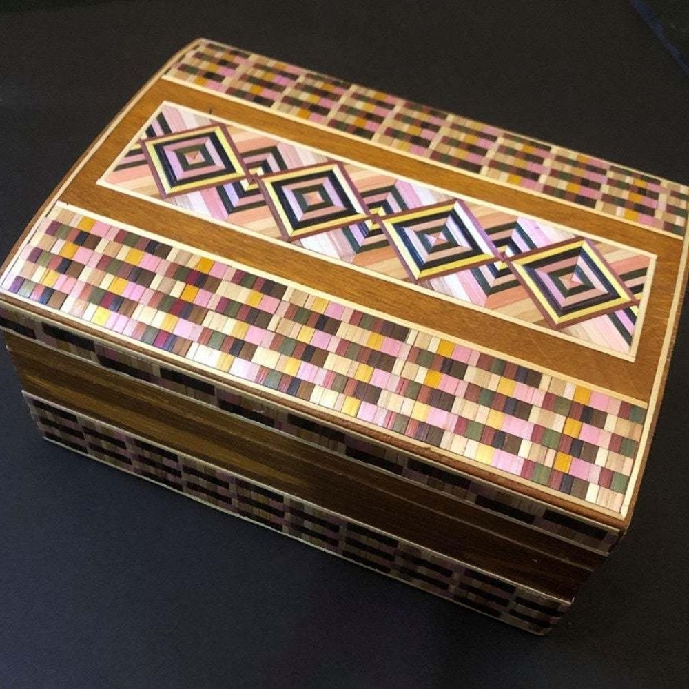 USSR Vintage Wooden Multi Color Trinket Box - Picture 3 of 7